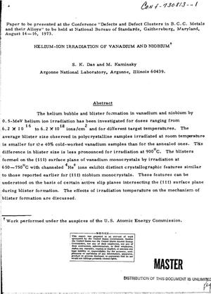Helium-ion irradiation of vanadium and niobium