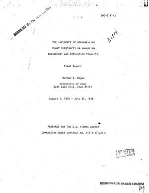 Influence of hormone-like plant substances of mammalian physiology and population dynamics. Final report, August 1, 1970--July 31, 1972