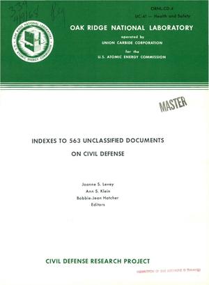 INDEXES TO 563 UNCLASSIFIED DOCUMENTS ON CIVIL DEFENSE.