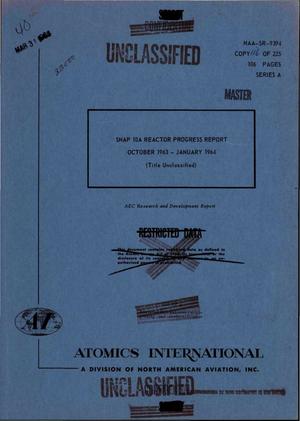 SNAP 10A reactor progress report, October 1963--January 1964