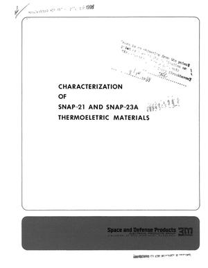Characterization of Snap-21 and Snap-23A Thermoelectric Materials
