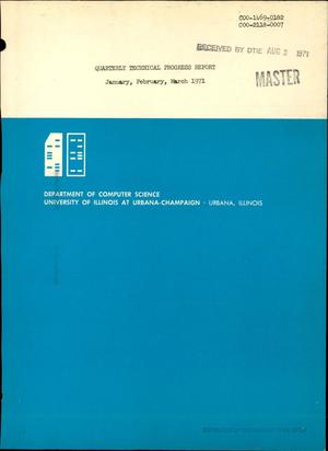 QUARTERLY TECHNICAL PROGRESS REPORT, JANUARY--MARCH 1971.