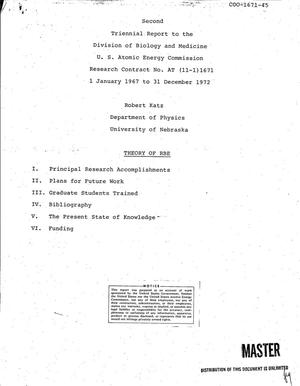 THEORY OF RBE. Second Triennial Report, 1 January 1967--31 December 1972.