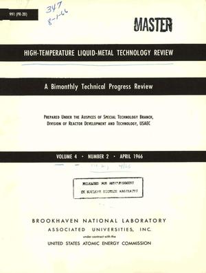 HIGH-TEMPERATURE LIQUID-METAL TECHNOLOGY REVIEW. A Biomonthly Technical Progress Review. Volume 4, Number 3