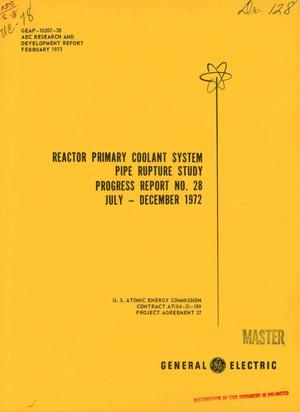 Reactor primary coolant system pipe rupture study. Progress report No. 28, July--December 1972