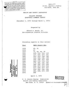 Fallout program. Quarterly summary report, December 1, 1972--March 1, 1973.