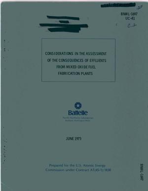 Considerations in the assessment of the consequences of effluents from mixed oxide fuel fabrication plants