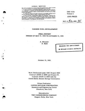 Carbide Fuel Development. Final Report, May 15, 1959-October 15, 1965