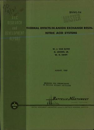 THERMAL EFFECTS IN ANION EXCHANGE RESIN-NITRIC ACID SYSTEMS