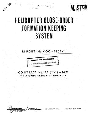 HELICOPTER CLOSE ORDER FORMATION KEEPING SYSTEM. Progress Report, May- July 1965
