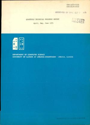 QUARTERLY TECHNICAL PROGRESS REPORT, APRIL--JUNE 1971.
