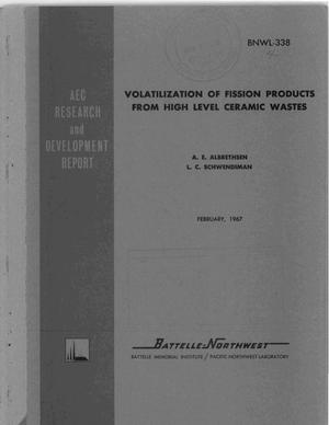 Volatilization of Fission Products From High Level Ceramic Wastes.