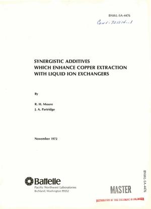 Synergistic additives which enhance copper extraction with liquid ion exchangers