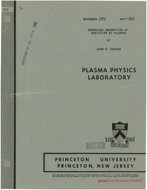 Anomalous Absorption of Radiation by Plasmas.