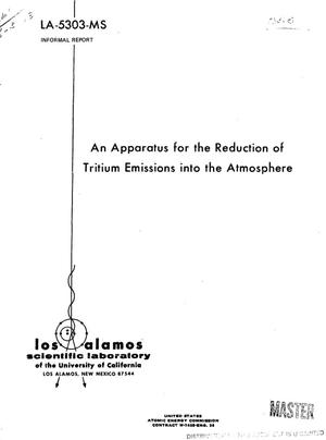 Apparatus for the reduction of tritium emissions into the atmosphere