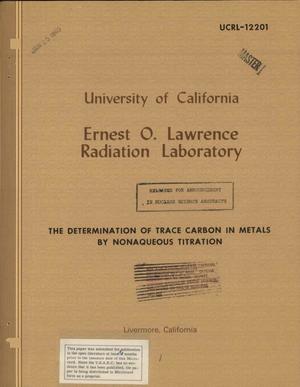 The Determination of Trace Carbon in Metals by Nonaqueous Titration
