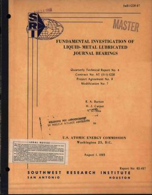 Fundamental Investigation of Liquid-Metal Lubricated Journal Bearings. Quarterly Technical Report No. 4, April 1-July 31, 1965