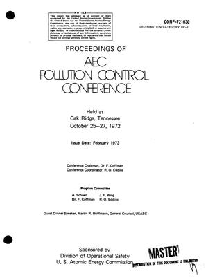 Proceedings of AEC pollution control conference, Oak Ridge, Tennessee, October 25--27, 1972