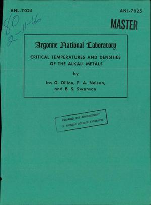 CRITICAL TEMPERATURES AND DENSITIES OF THE ALKALI METALS