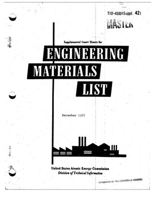 Supplemental Insert Sheets for Engineering Materials List.