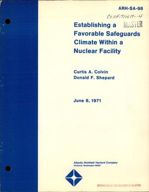 Establishing a Favorable Safeguards Climate Within a Nuclear Facility.