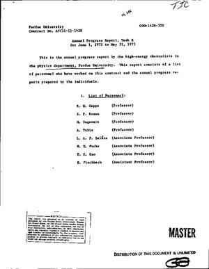 Annual progress report, Task B, for June 1, 1972--May 31, 1973