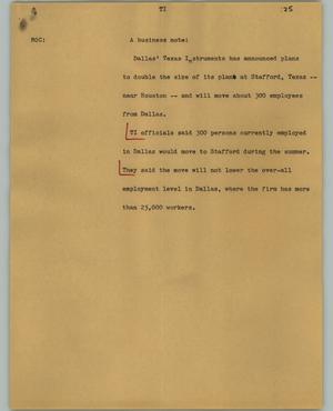 Primary view of object titled '[News Script: TI]'.