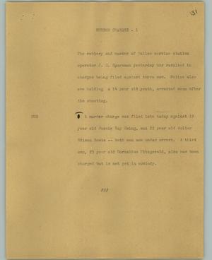 Primary view of object titled '[News Script: Murder charges]'.