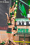 Photograph: [North Texas Cheerleaders setting up A-Frame stunt]