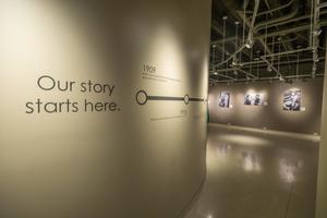 ["Our story starts here" A Century of Excellence exhibit]