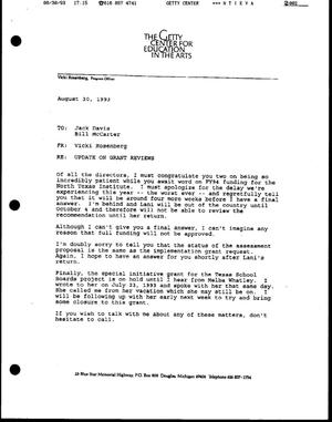 [Letter from Vicki Rosenberg to Jack Davis and Bill McCarter, August 30, 1993]