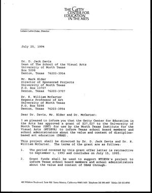 [Letter from Leilani Lattin Duke to Jack Davis, Mark Elder and Bill McCarter, July 25, 1994]