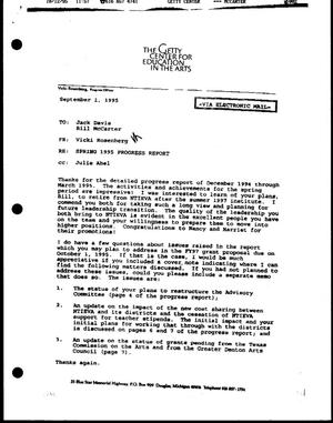[Letter from Vicki Rosenberg to Jack Davis and Bill McCarter, September 1, 1995]