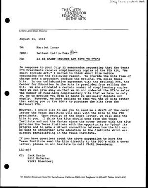 [Letter from Leilani Lattin Duke to Harriet Laney, August 11, 1993]
