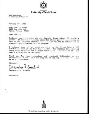 [Letter from Cassandra Broadus to Sheila Brown, January 29, 1991]