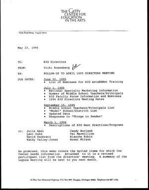 [Letter from Vicki Rosenberg to RIG Directors, May 23, 1995]