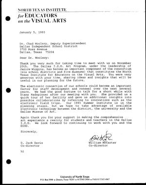[Letter from Jack Davis and Bill McCarter to Chad Woolery, January 5 1993]