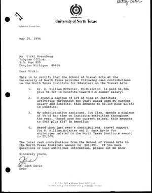 [Letter from Jack Davis to Vicki Rosenberg, May 25, 1994]