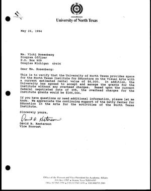 [Letter from David B. Kesterson to Vicki Rosenberg, May 26, 1994]