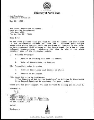 [Letter from Bill McCarter to Bob Crow, May 18, 1990]