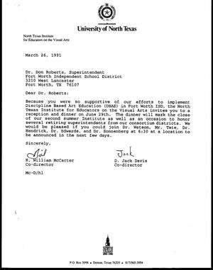[Letter from Bill McCarter and Jack Davis to Don R. Roberts, March 26, 1991]
