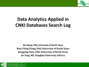 Primary view of object titled 'Data Analytics Applied in CNKI Databases Search Log'.
