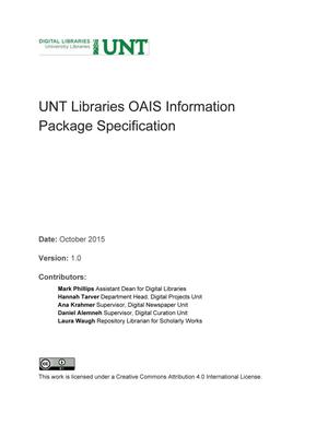 Appendix M: UNT Libraries OAIS Information Package Specification