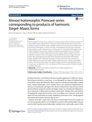 Almost Holomorphic Poincaré Series Corresponding to Products of Harmonic Siegel–Maass Forms