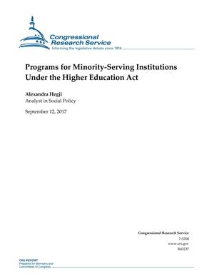 Programs for Minority Serving Institutions Under the Higher Education Act