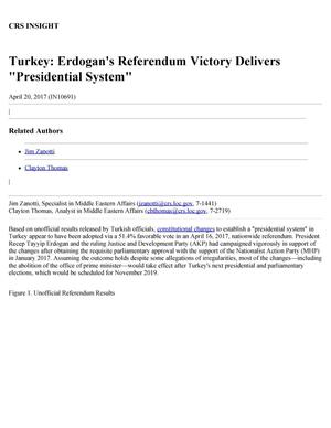 Turkey: Erdogan's Referendum Victory Delivers "Presidential System"