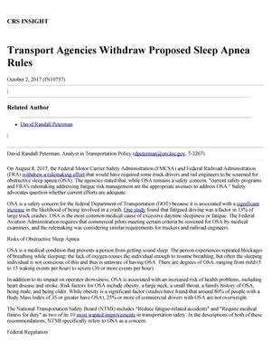 Transport Agencies Withdraw Proposed Sleep Apnea Rules