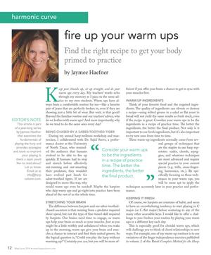 Primary view of object titled 'Fire Up Your Warm Ups: Find the Right Recipe to Get Your Body Primed to Practice'.