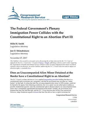The Federal Government's Plenary Immigration Power Collides with the Constitutional Right to an Abortion (Part 2)