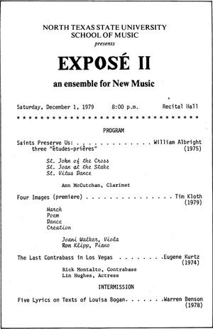 Primary view of object titled '[Recital Program: Exposé, December 1, 1979]'.